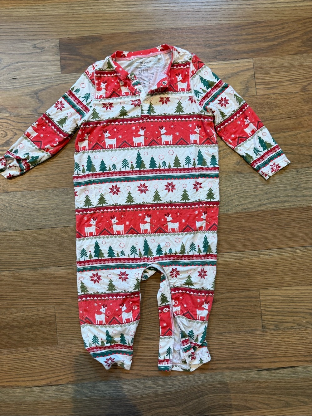 Angel Dear Red & Green Holiday Reindeer Footie